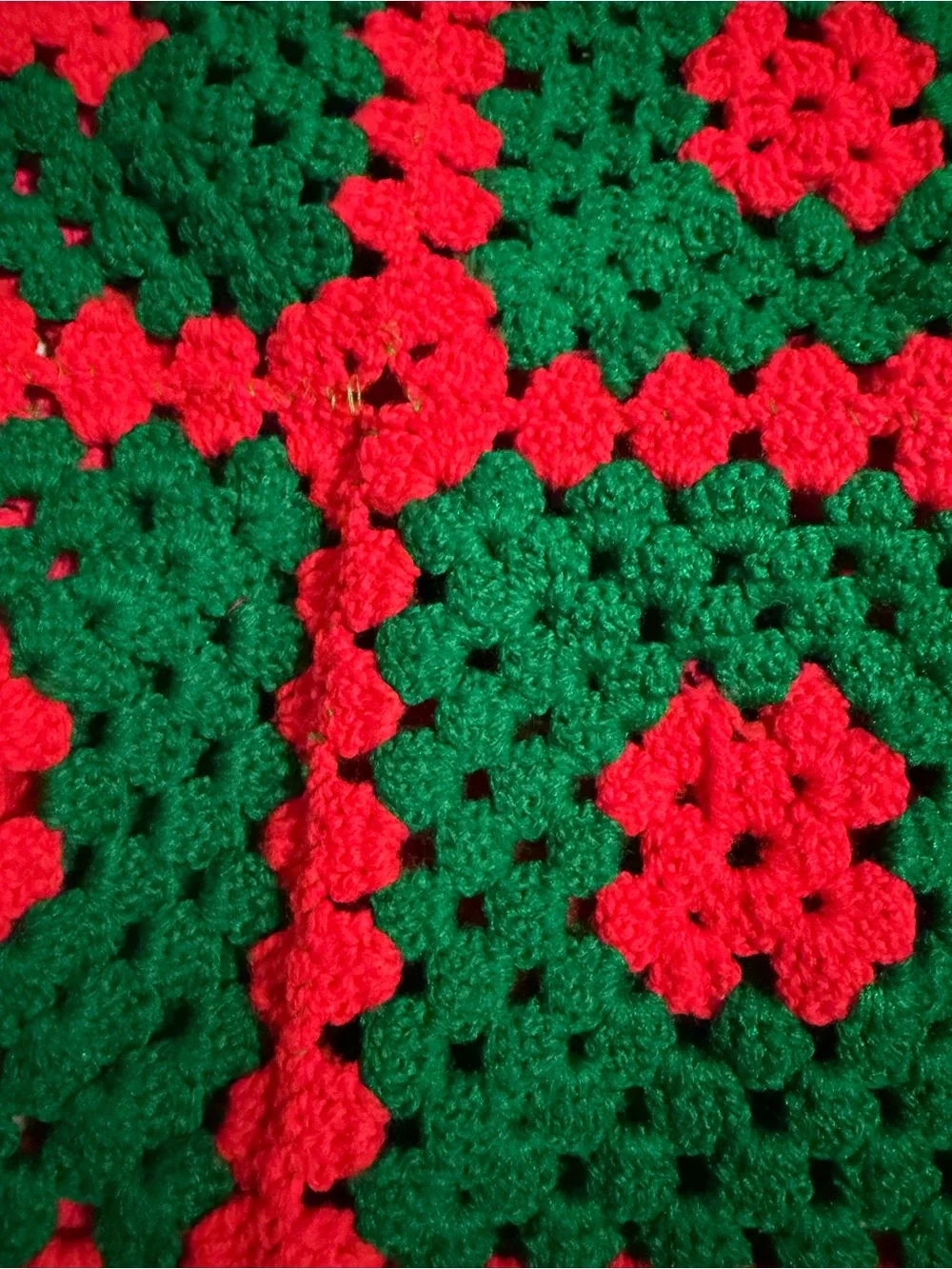 Red and green afghan